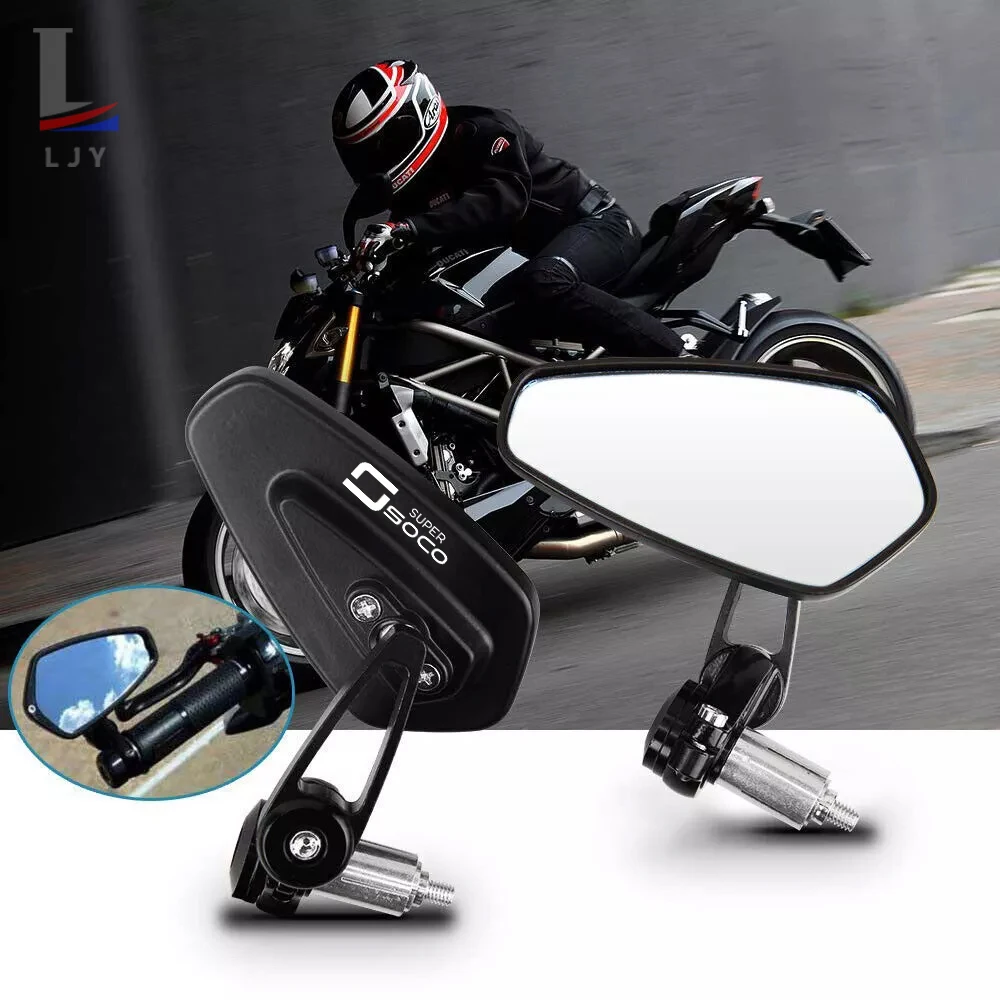 

For Super Soco TC Max/50/Wanderer TS 50 Motorcycle Universal Motorcycle Mirrors Rearview 2pcs Handle Bar End Mounting