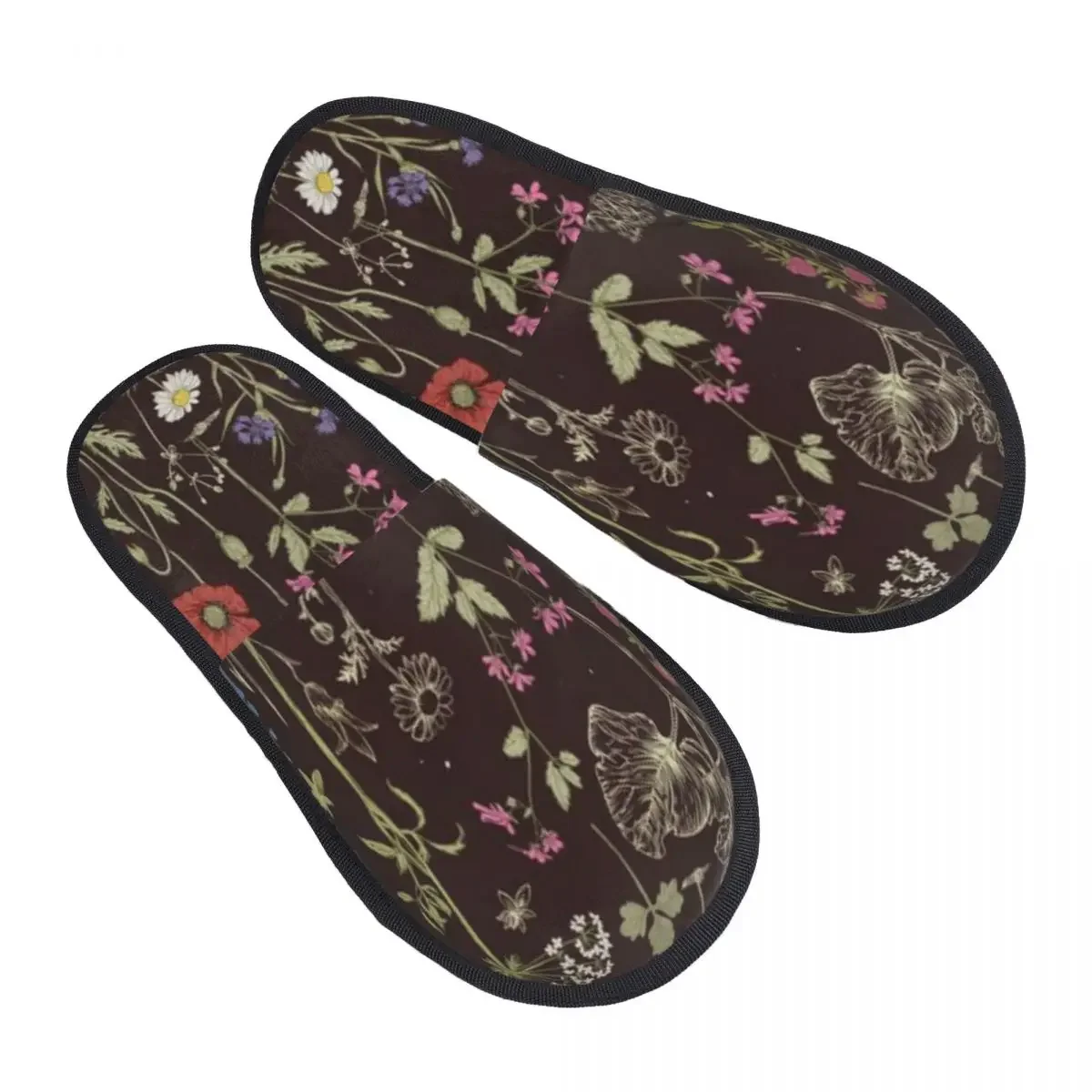 Indoor Wild Flowers Warm Slippers Home Plush Slippers Home Soft Fluffy Slippers