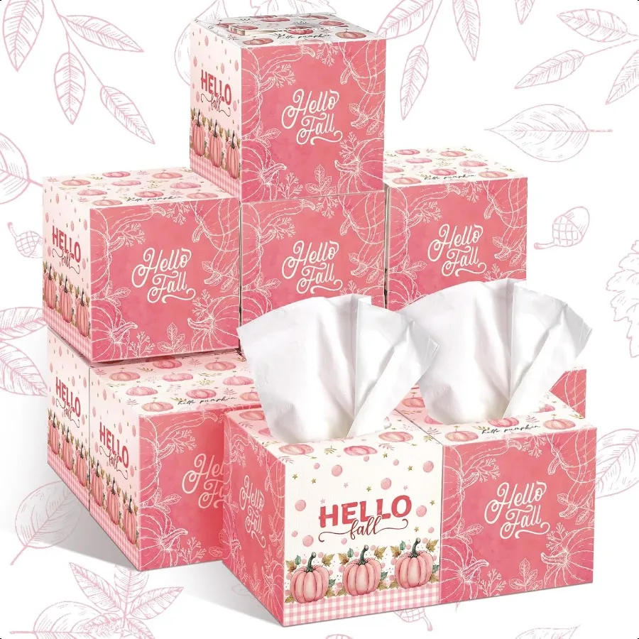 

12 Pack Fall Facial Tissues Cube Boxes Hello Fall Pumpkin Facial Tissues Boxes 600 Sheets 3 Ply Thanksgiving Square Tissue Cove