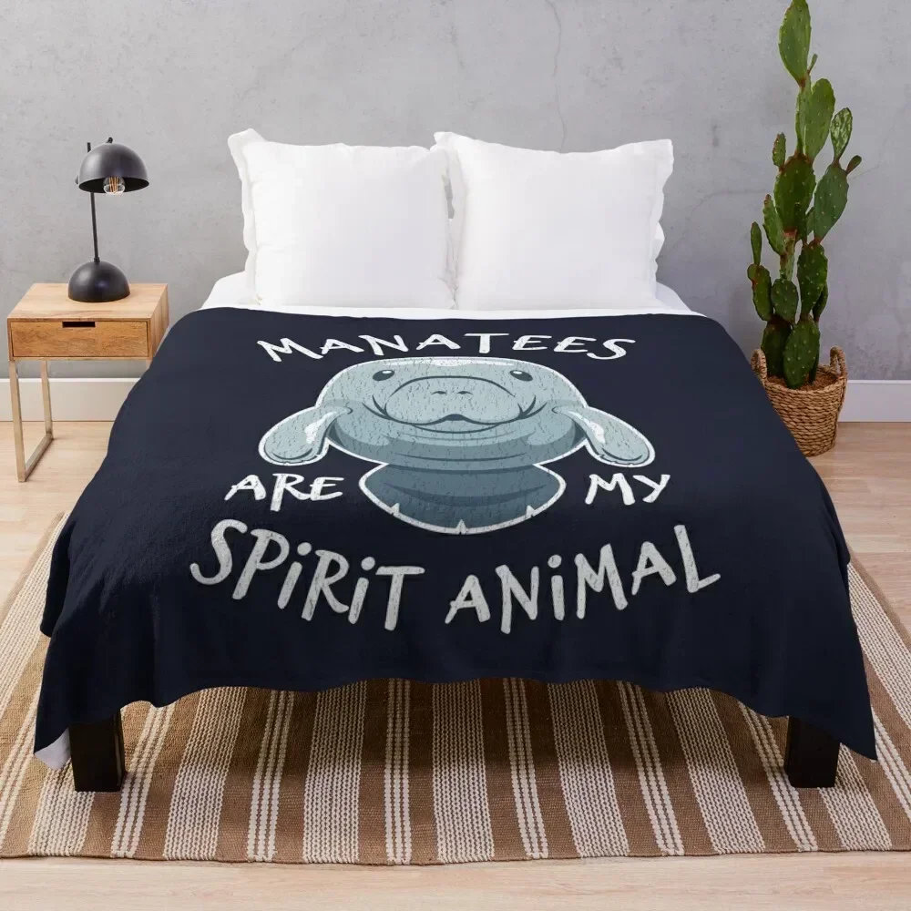 Manatees Are My Spirit Animal - Cute Manatee Throw Blanket Polar Sofa Sofas Retros Blankets