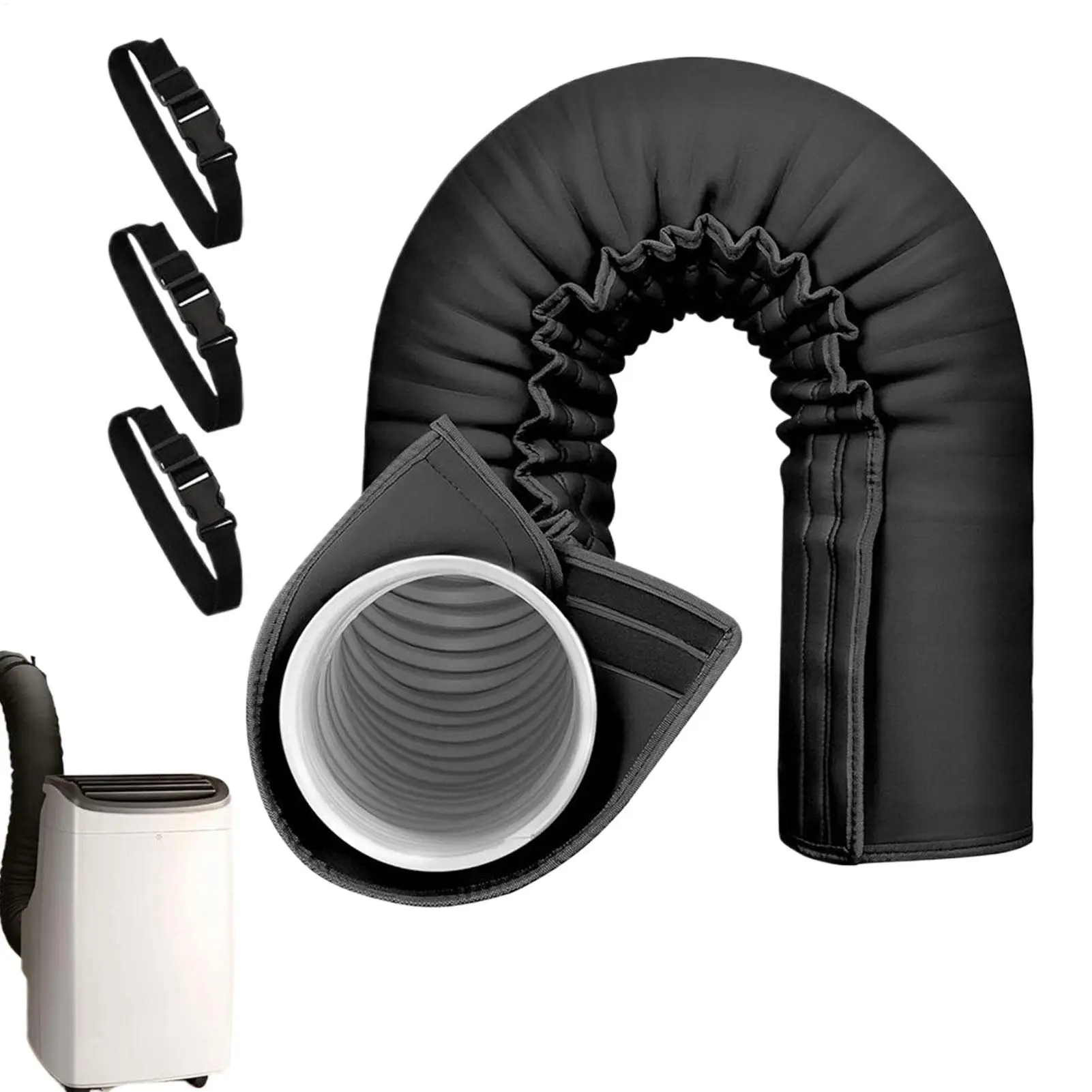 Manguito aislante de manguera de CA portátil, cubierta de manguera de aire acondicionado, envoltura de tubo aislado de Triple capa ajustable, accesorio de escape