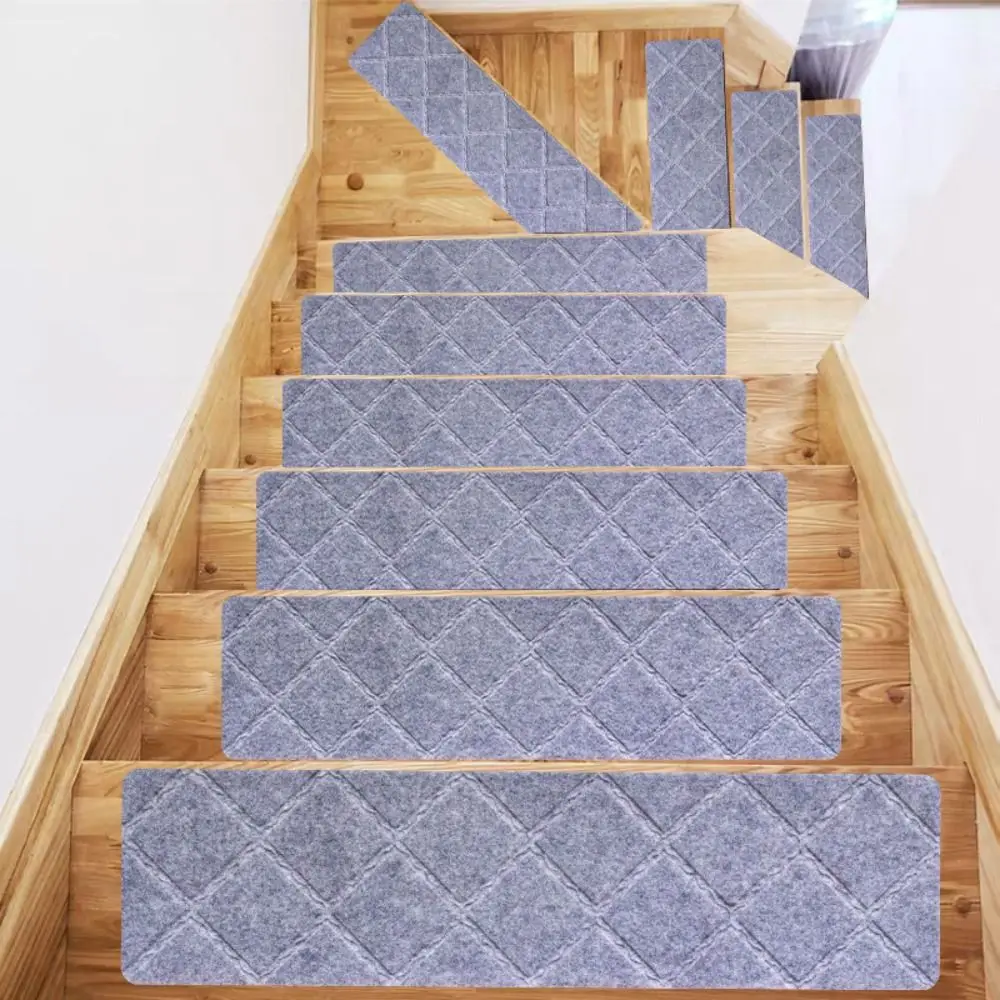 Indoor TPR Stair Treads Carpets 76x20cm Self Adhesive Stepping Mat Non-Slip Repeatedly Brushed Embossed Carpet for Elder