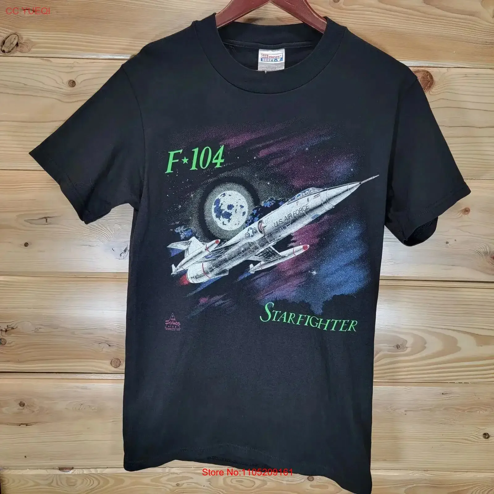 

Винтажная футболка Airforce Starfighter F 104, размер, маленький черный, сделано в США, Tear REA, винтажная стираная мягкая дизайнерская одежда для дома