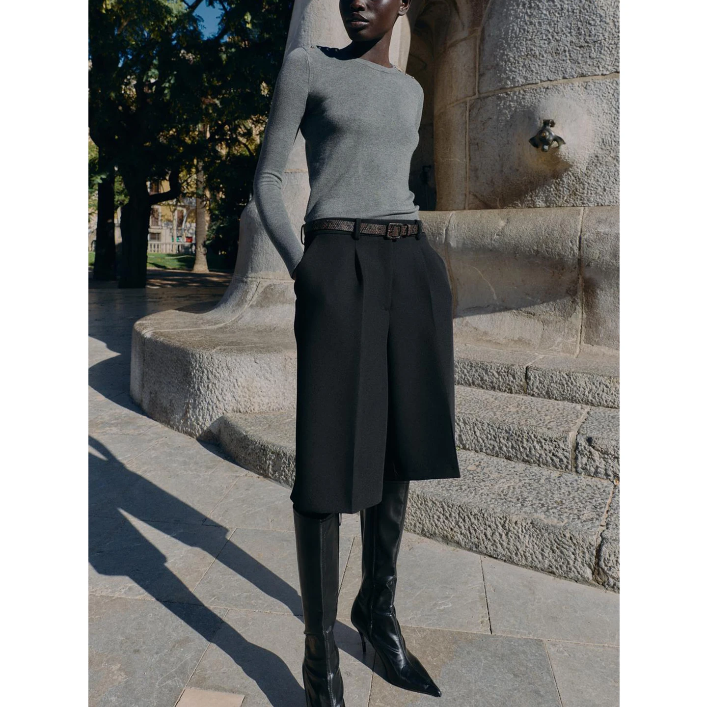 شتاء جديد المرأة عارضة مطوي تصميم سستة عالية الخصر مربوط السراويل الطويلة ort عالية الخصر سستة ألياف البوليستر السيدات #2