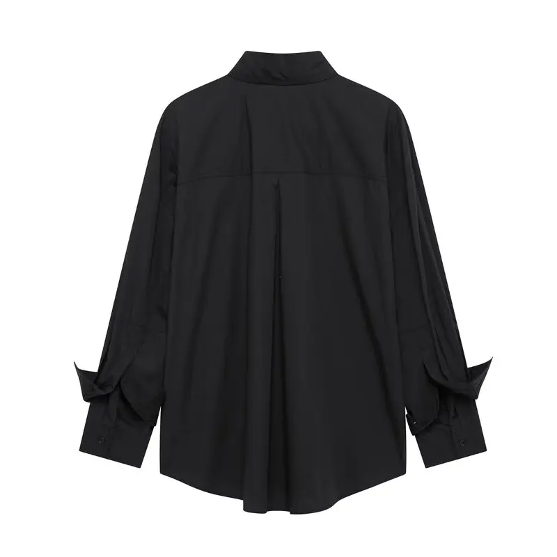 Printemps 2025 femmes coton Long Sve col rabattu soie ample irt Simple Sle Faionable polyvalent coupe confortable