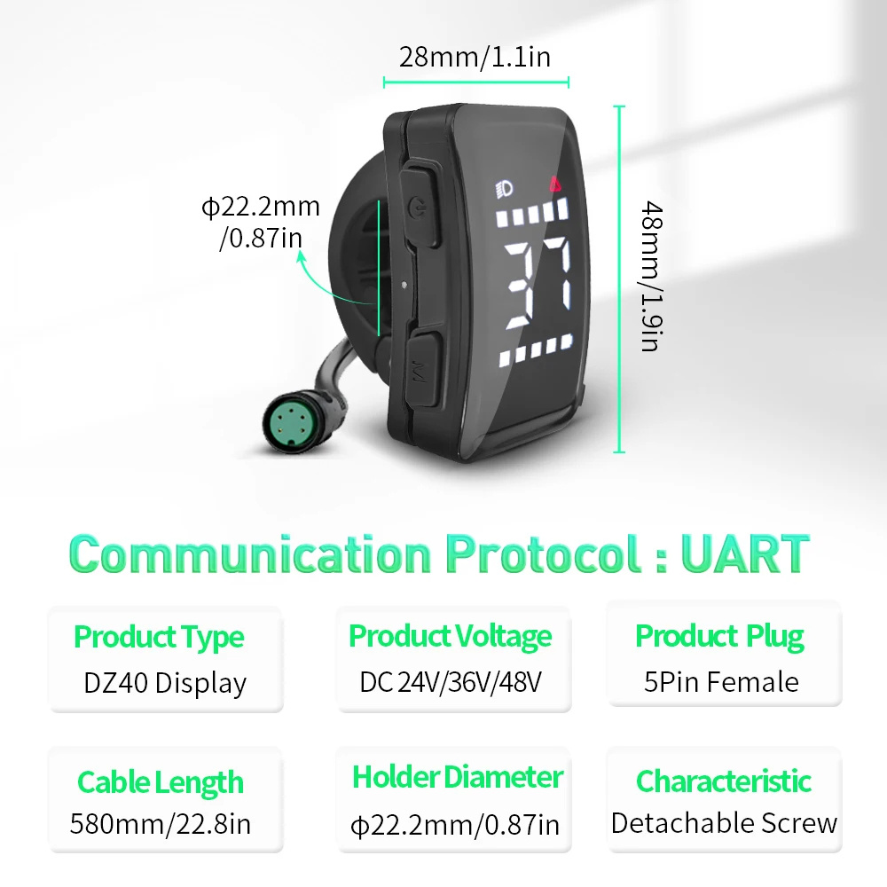 BAFANG DZ40 Ebike is suitable for BBS01 BBS02 BBSHD mini instrument eight sided central motor display screen,