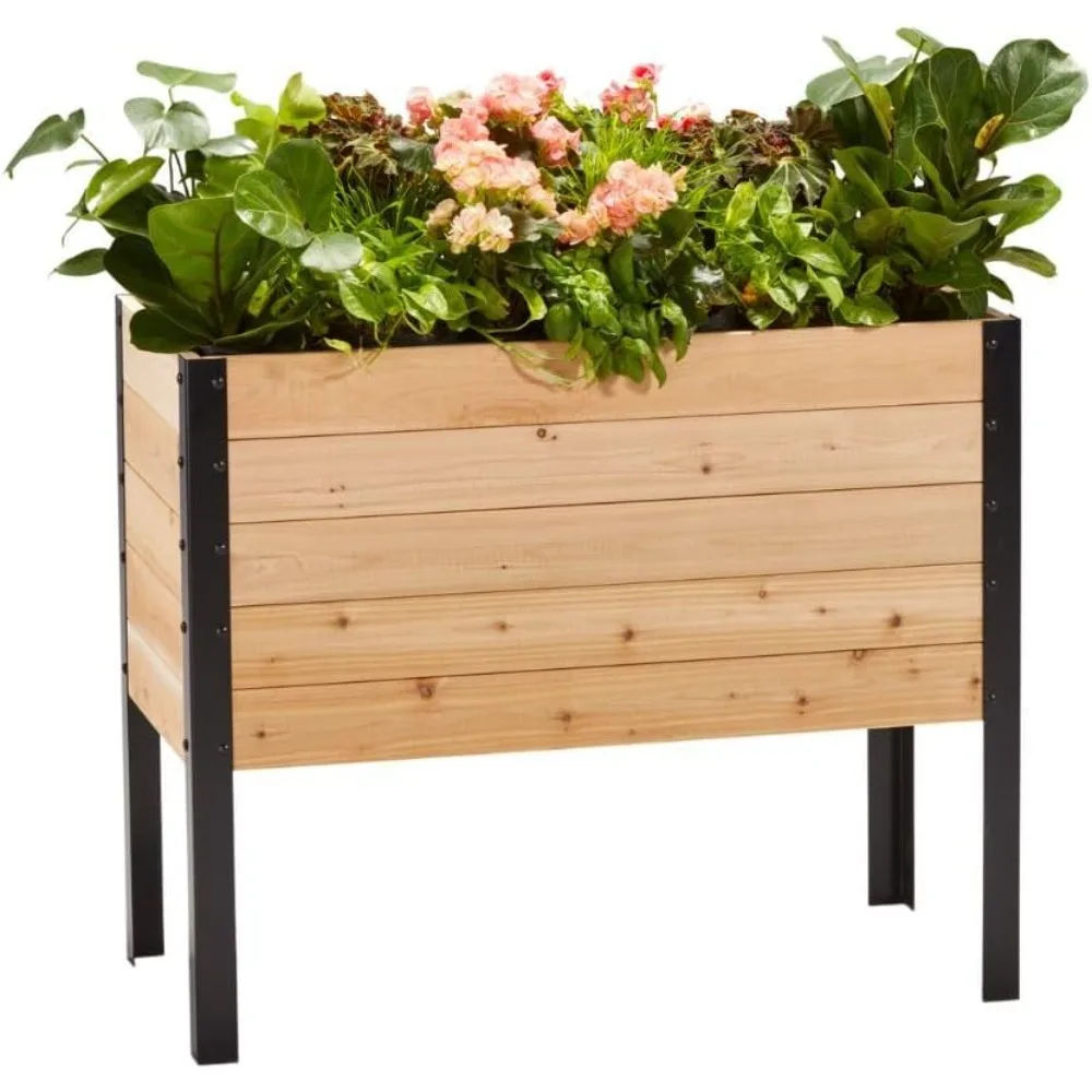 

100% Canadian Cedar Wood Elevated Garden Bed for Gardening - Planter Pot to Grow Herbs Flowers, and Vegetables at Home Indoor