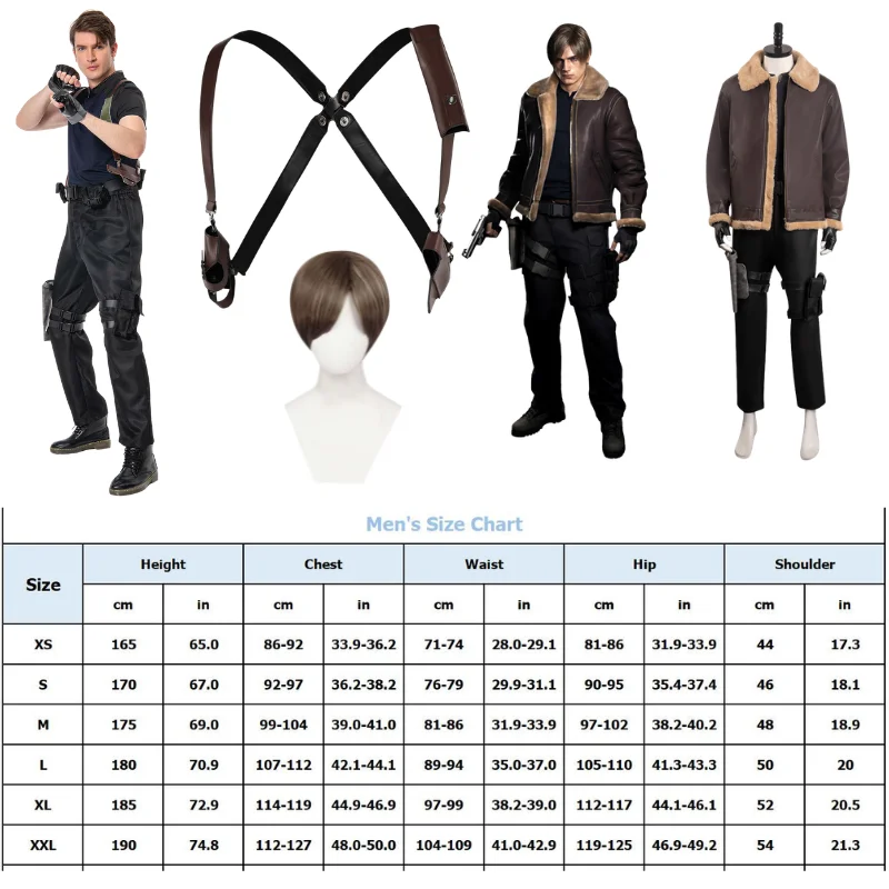 

Game Evil 4 Remake:Leon S.Kennedy Cosplay Costume Wig fullset Halloween Party Fancy Jacket Pant suit