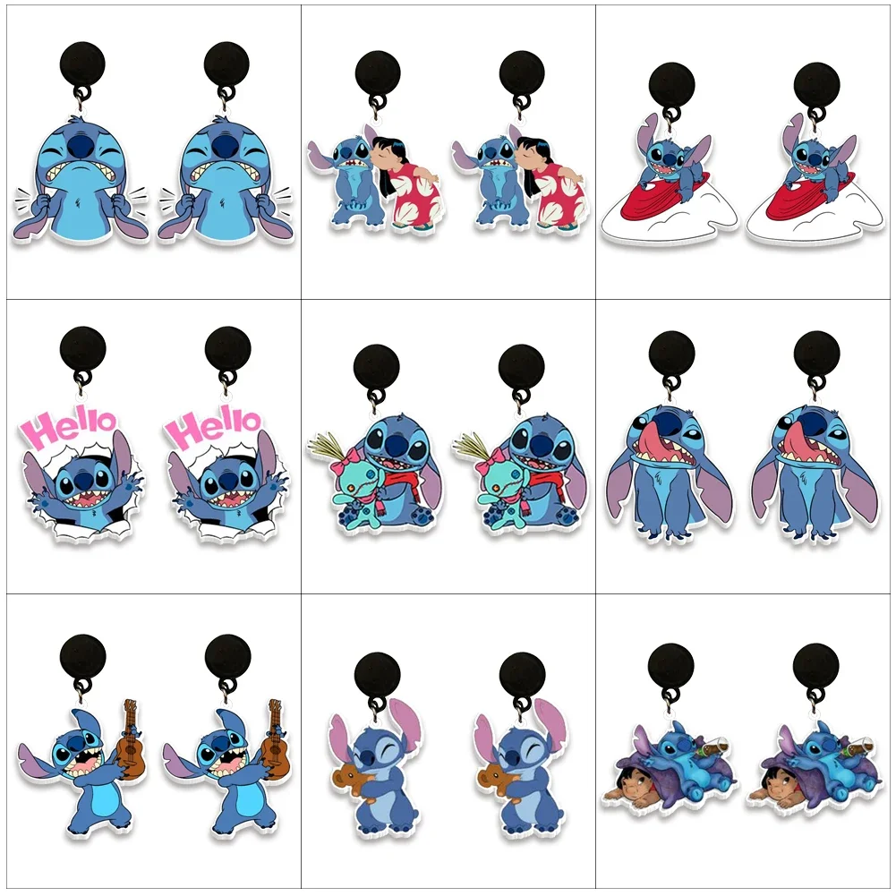 Cute Figure Stitch Disney Acrylic Earrings Cartoon Figure Stitch Lilo Pendant Ear Drop Earrings Party Jewelry