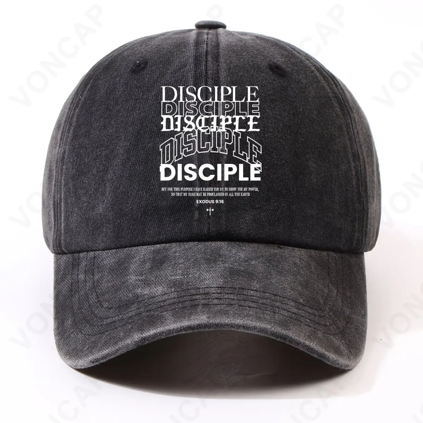 Black and White Disciple Font Print Washable Hat, Unisex, Front Chest Print, Trendy Outfit, Comfortable for Home, Commuting, Campus, Sports, Party, Leisure, Holiday, Preferred Gift Choice