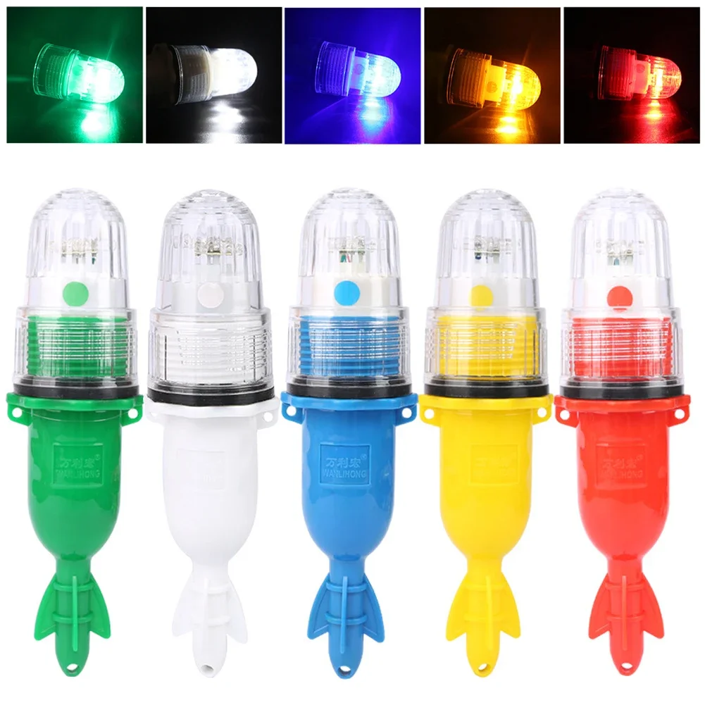 Luz de pesca subaquática led luz de sinal de pesca controlada 3v rede de pesca marca luz flash marinho aviso luz flutuante