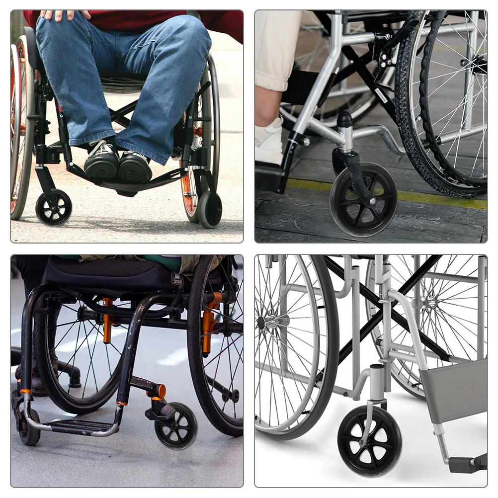 2Pcs 8 Inch Front Swivel Wheel Replacement Wheel for Wheelchair Walker Rollator Heavy Duty Metal Ball Bearing Low Effort Smooth