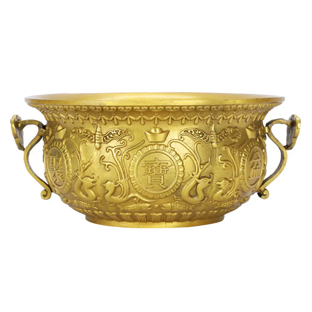 

1pc Brass Carved Fish Insects Birds Golden Desktop Cornucopia Decoration Home Office Temple Gift Party Festival Ancestral