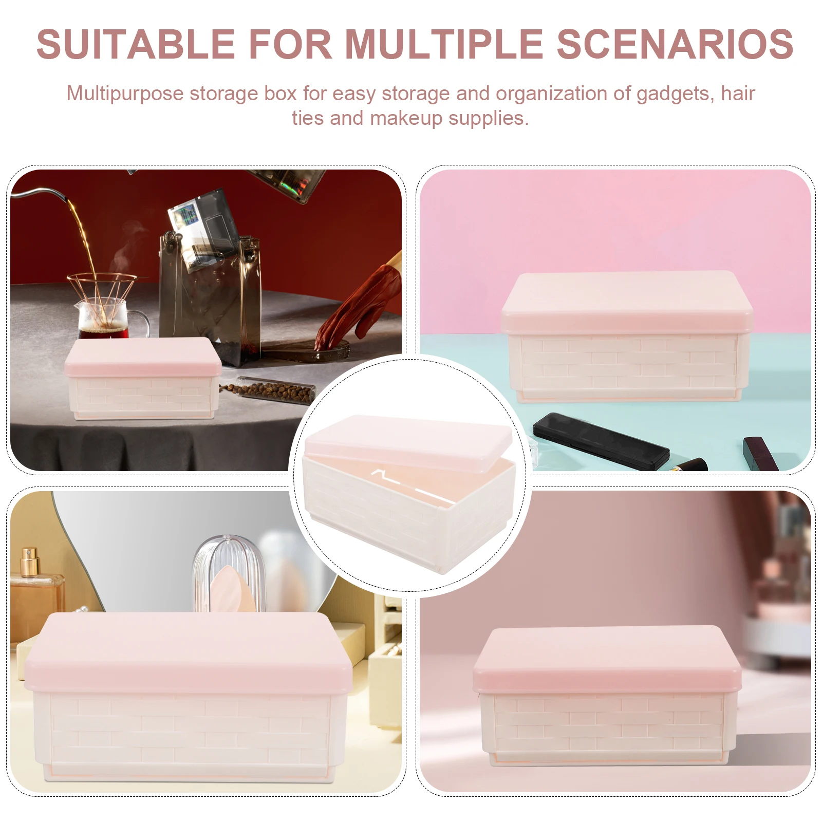 

Plastic Storage Boxes Lightweight Organizer Containers for Gadgets Hair Ties Makeup Living Room Bedroom Kitchen Small Sundry