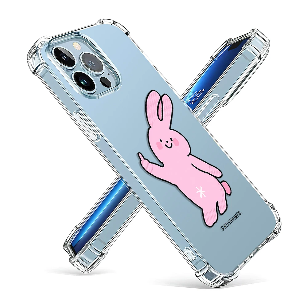 Pink Twisted Rabbit Phone Case For iPhone 15 14 13 12 11 Pro X XS XR Max 7 8 Plus SE Mini Shockproof Soft Clear TPU Back Cover