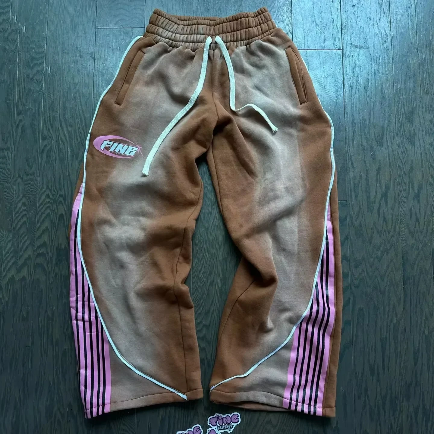 2026 Y2K Retro Amerikanische Hip-Hop Gestreifte Jogginghose, Oversize Cargo-Hose mit Kordelzug für Männer, Frauen und Kinder, Streetwear – Detail 5