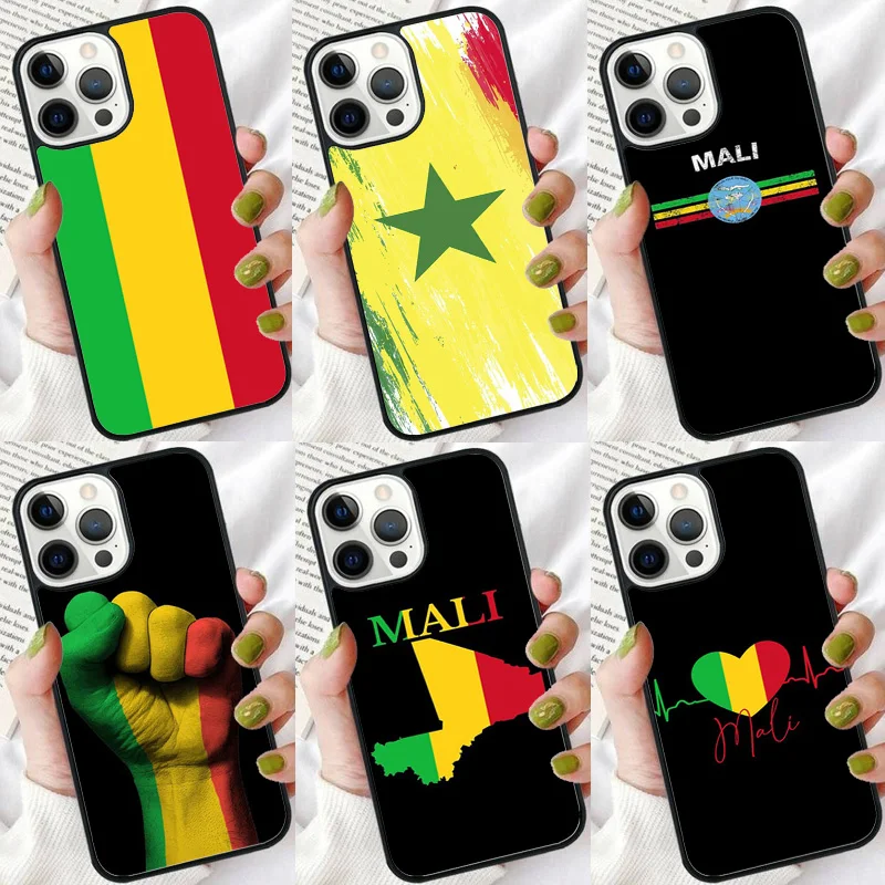 Coque de téléphone drapeau du Mali, étui pour iPhone 16 15 14 plus XR XS 11 12 13 Pro max, coque de pare-chocs souple
