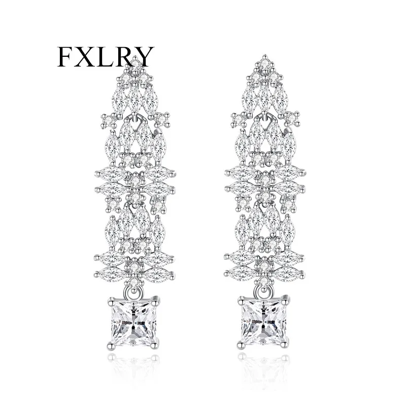 

FXLRY элегантные модные геометрические длинные серьги-кисточки с кубическим цирконием для женщин Свадебные аксессуары
