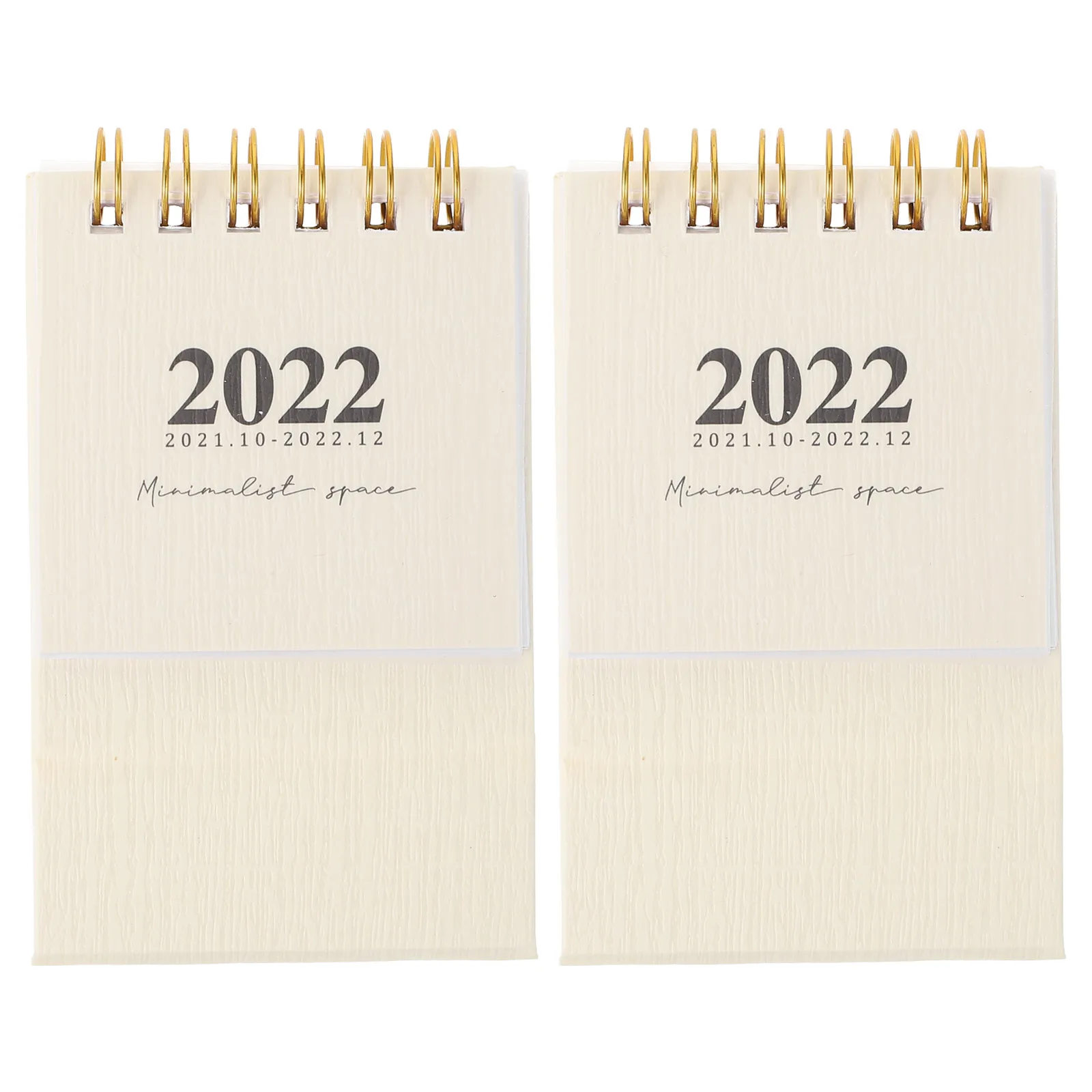2 Pcs Desktop Calendar Mini Ornaments Office Home Beige Small Paper Calendars 2022 Decorative