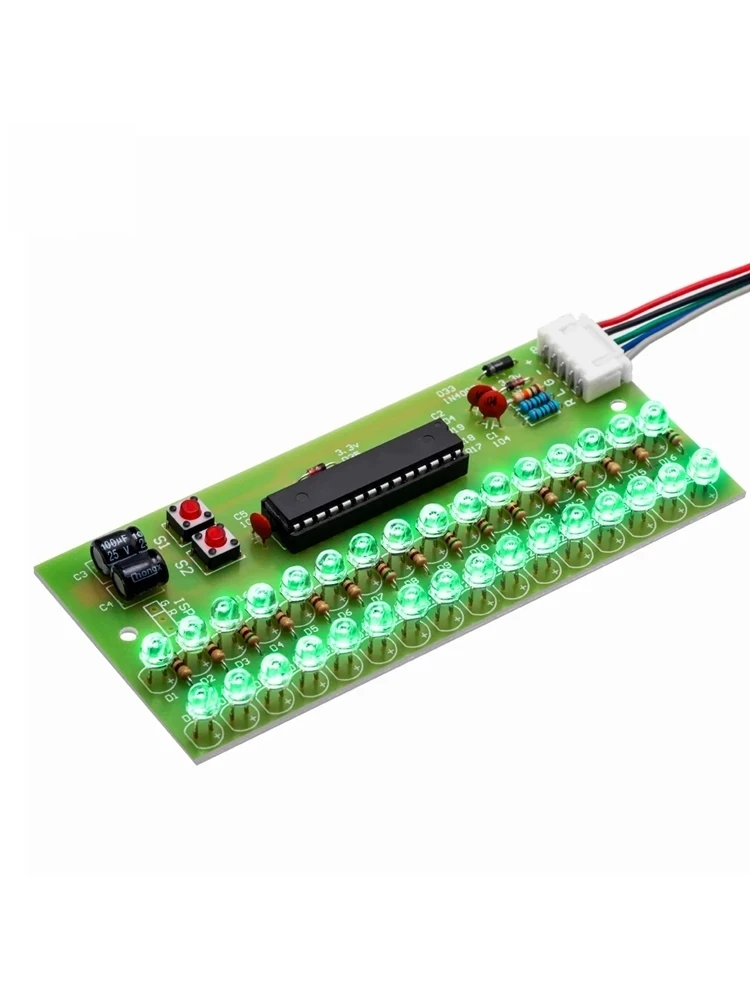Dwukanałowy miernik VU sterowany MCU z 16 diodami LED: zielony wskaźnik poziomu audio (regulowane wzory, 8-12 V DC, kompatybilny z wzmacniaczem) — zdjęcie produktu 7