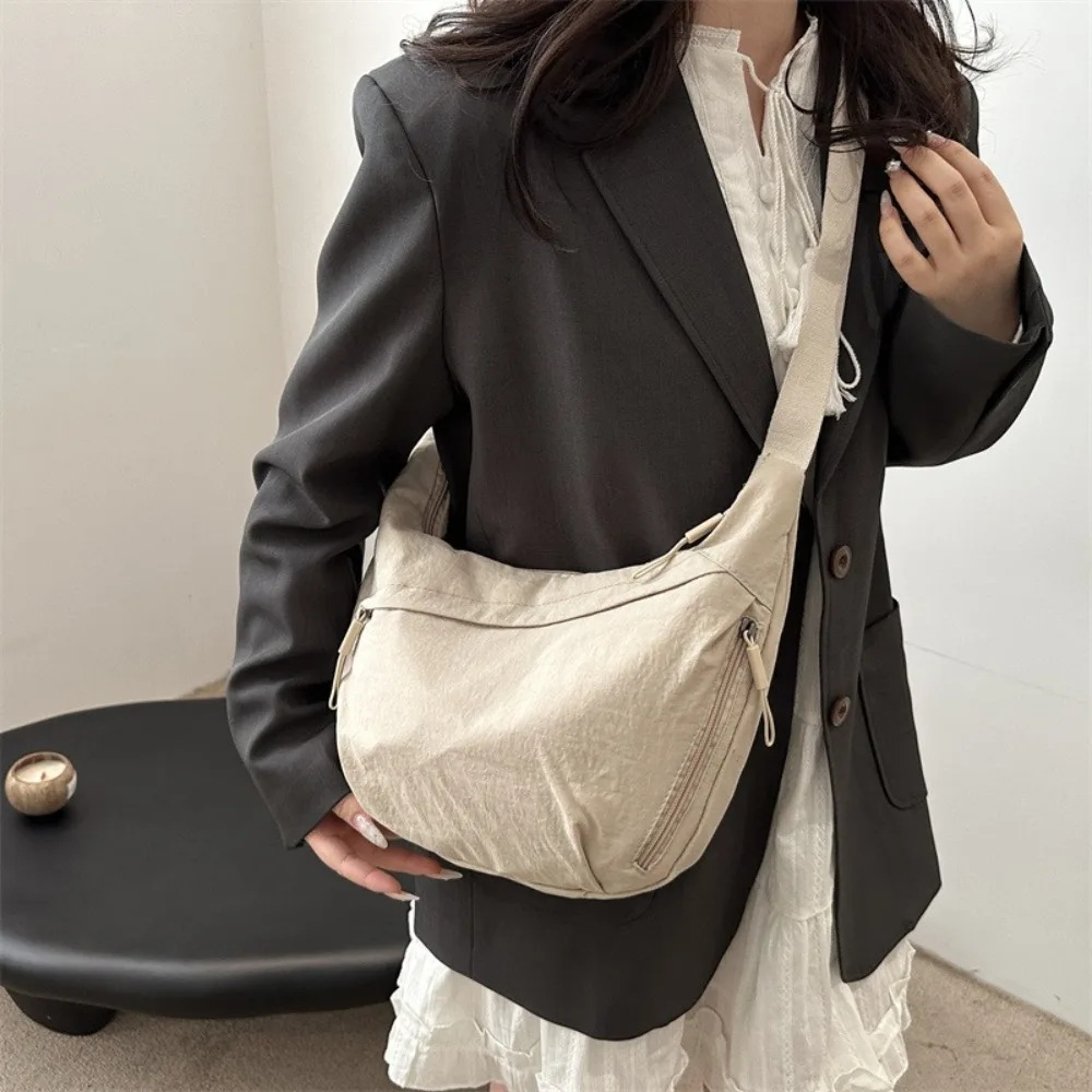 

Корейская однотонная сумка через плечо Hobos, повседневная сумка через плечо большой емкости, легкая простая дорожная сумка для студентов