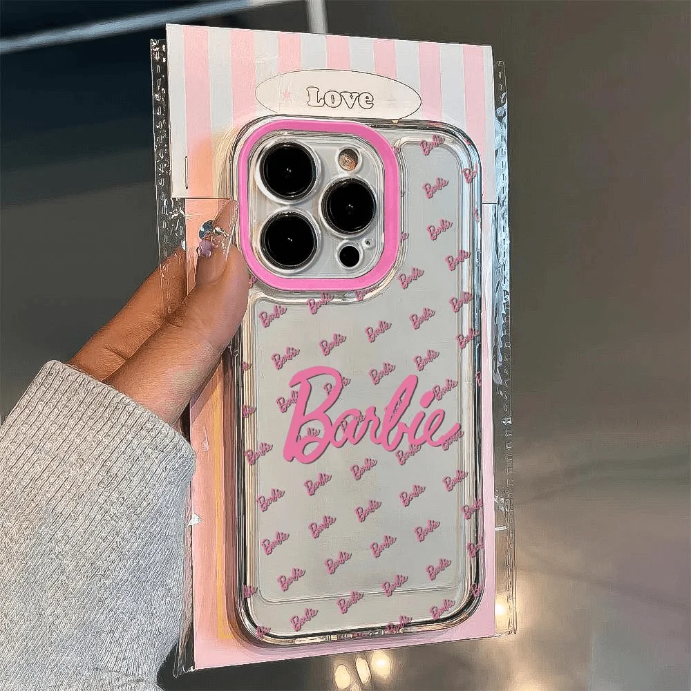 Pink Barbie Princess For iPhone 16 15 14 13 Pro Max 12 11 XR XS Max 7 8 Plus Phone Case Silicone Shockproof Transparent Cover