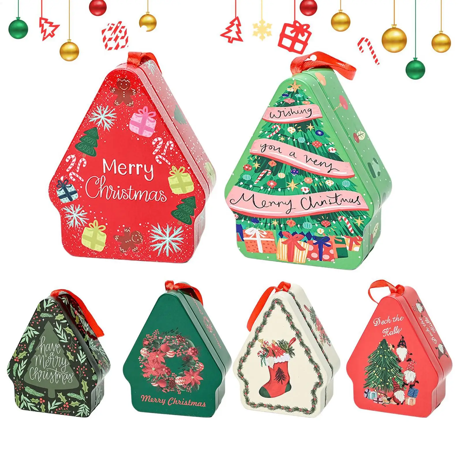 

Рождественские банки, 6-компонентный футляр для хранения еды, жесть, пустые банки на Рождество для студентов, детей, девочек, детей, девочек, семьи