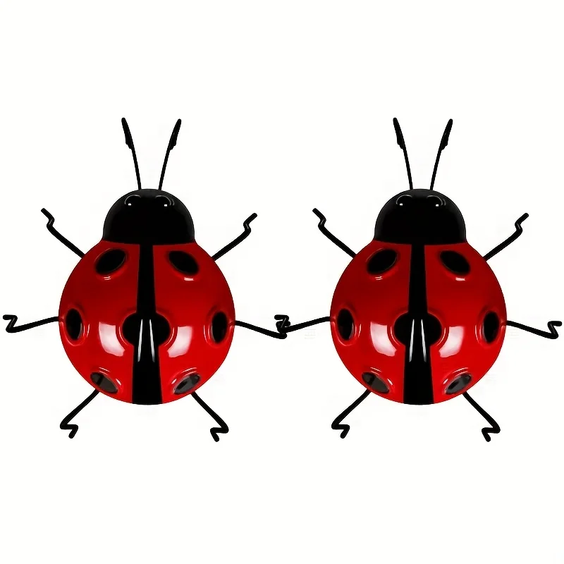 2Pcs Ladybug Ornament Lifelike Metal Ladybug Outdoor Hanging Beetle Front Porch Backyard Decoration Metal Art Bumble Bee Garden - view 5