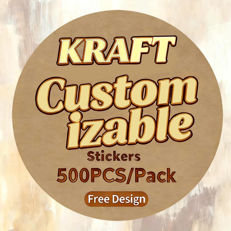 

500PCS Custom Stickers Personalize Stickers Customized Kraft Logo Wedding Gift Labels Personalized Decals Business Event Decor
