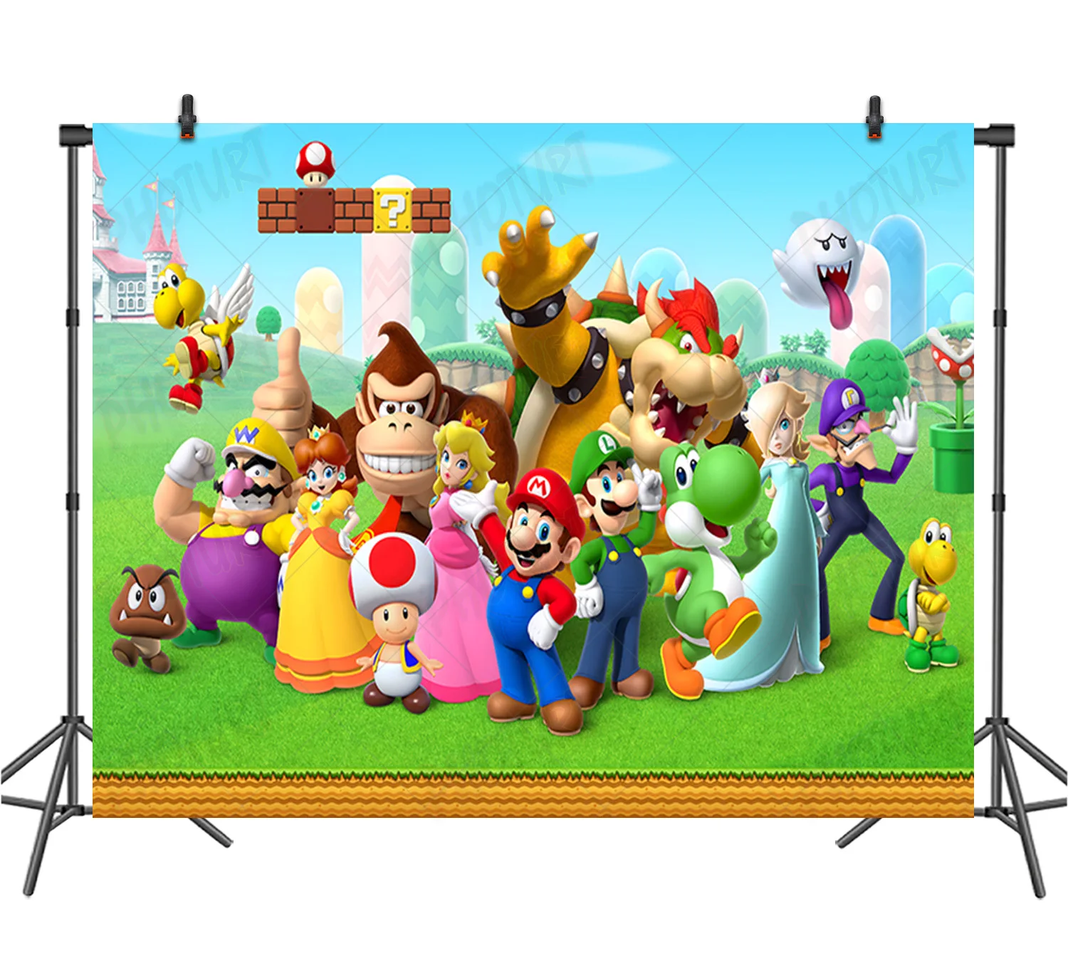 Kids Super Mario Bro Theme Birthday Party Baby Shower Decoration Backdrop Game Poster Photograph Studio Decor Props