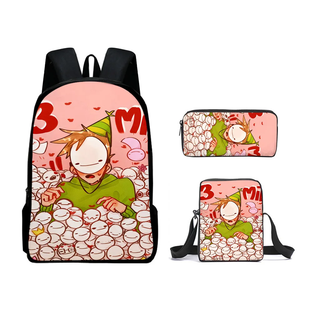Harajuku Youthful dream smp dreamwastaken 3D Print 3pcs/Set Student Travel bags Laptop Daypack Backpack Shoulder Bag Pencil Case
