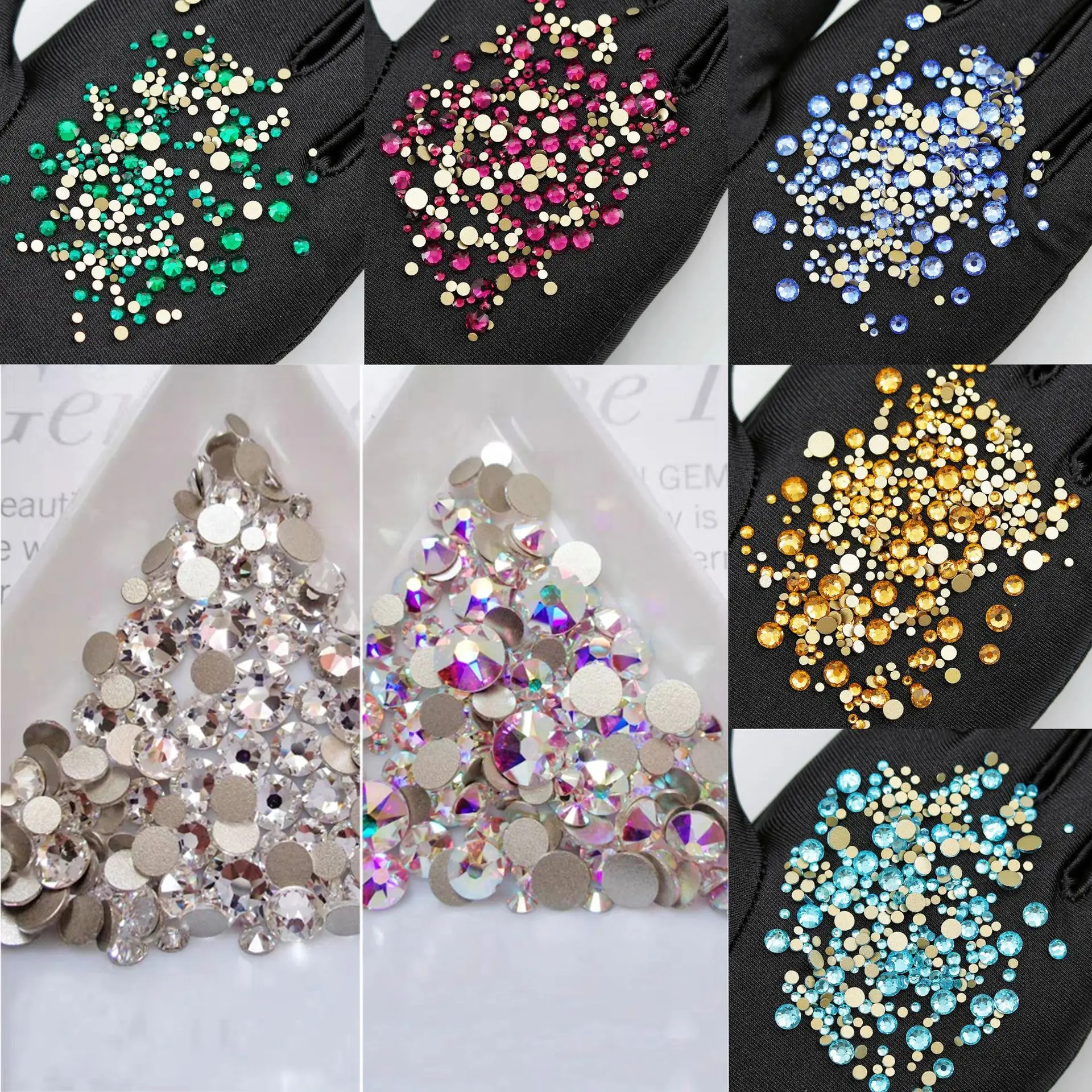 2028 mixed 2088 1440Pcs Mix Size Flatback Glass Nails Rhinestones Art Accessories Shiny Crystal Stone Nail Charms