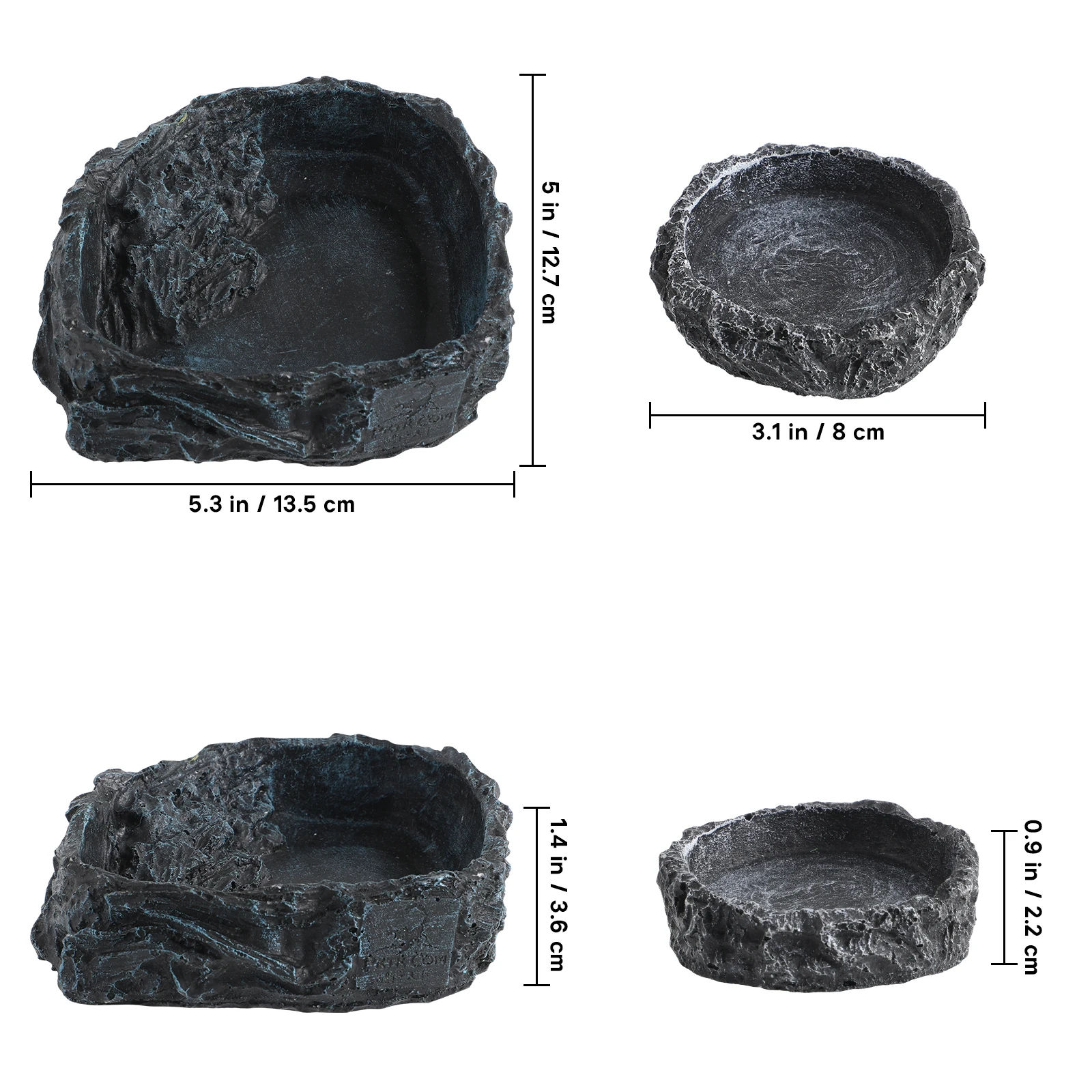 

2Pcs Reptile Feeder Bowls Premium Resin Material Simulated Rock Surface Water Food Tongs Lizards Geckos Reptile Water Bowl