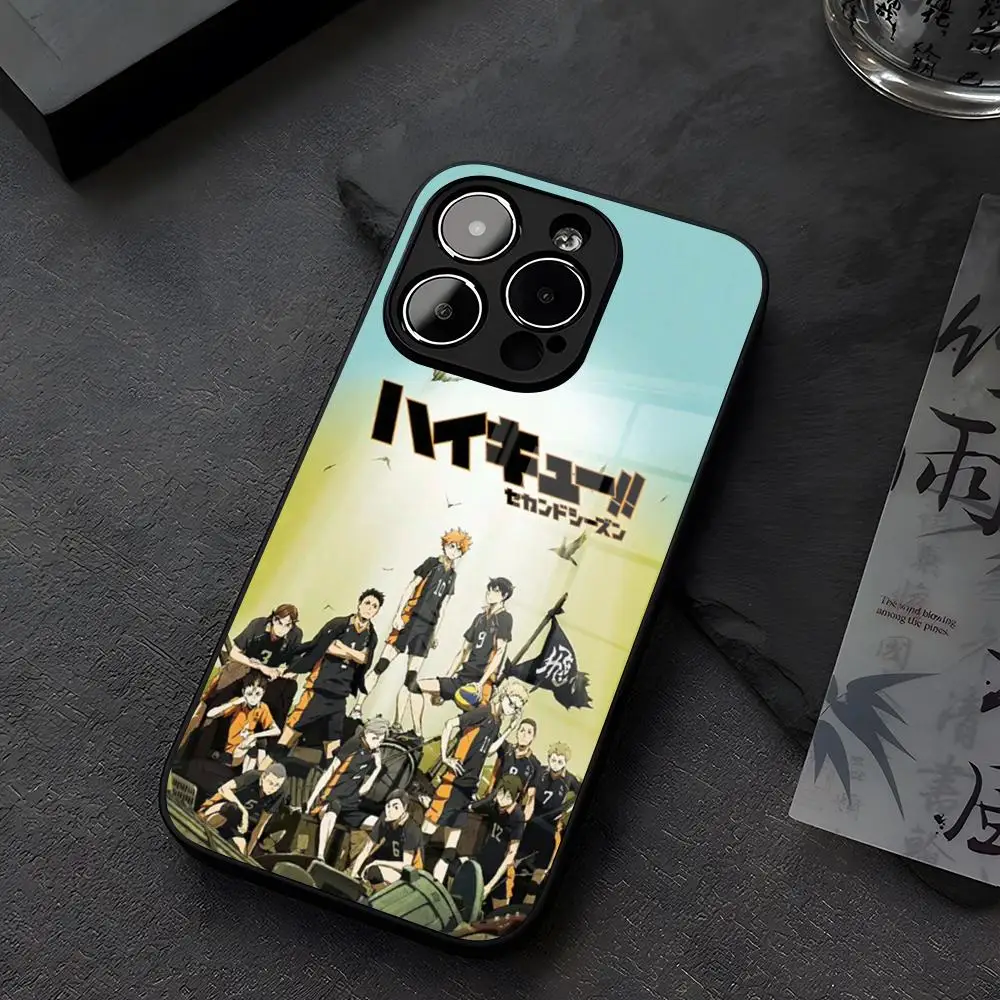 Haikyu Phone Case Glass For iPhone 12 15 14 13 16 11 Pro XS Max Plus Mini X XR E2020 Tempered Coque