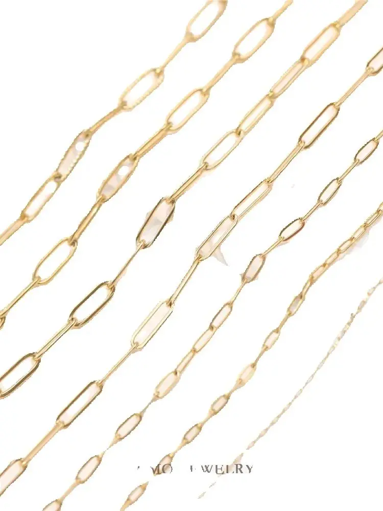 Titanium steel plated 18K gold bulk rectangular chain Oval O chain Loose chain DIY bracelet necklace accessories