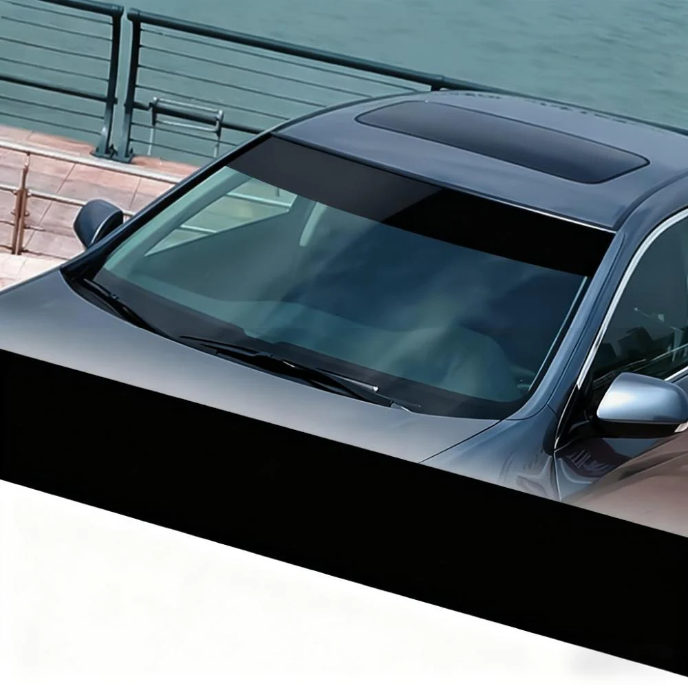 20X150 Cm Black Car Windshield Strip Waterproof Glossy Black Windscreen Sunshade Visor Sun Strip Sticker