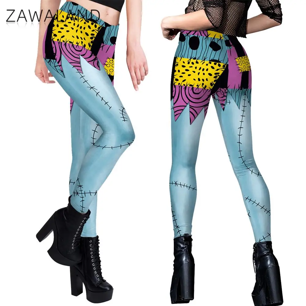 Zawaland-mallas de calavera para mujer, pantalones femeninos de fiesta de Halloween, medias de Fitness, pantalones de Zombie, Fondo de Cosplay de carnaval, nuevo