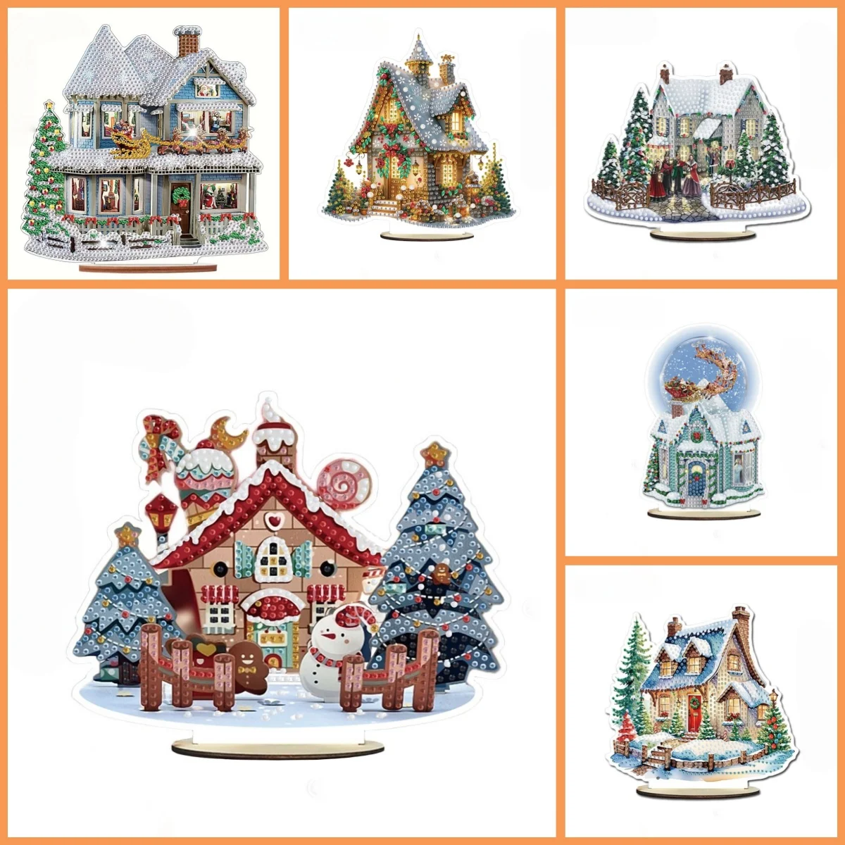 لوحة ماسية واحدة مصنوعة من زخرفة خشبية بطابع عيد الميلاد مناسبة للوضع على طاولة غرفة النوم العائلية كهدية للعام الجديد #1