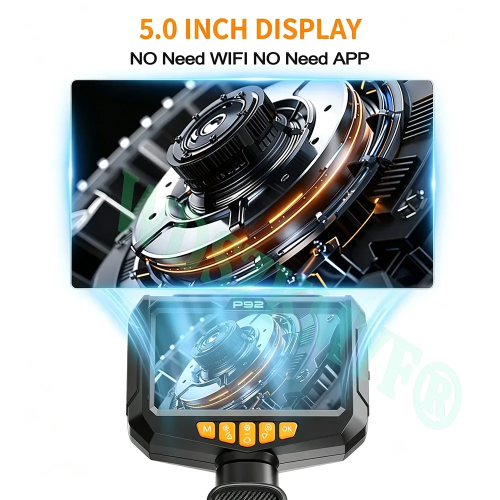 New Two-Way Articulating Borescope With 5inch Screen IP67 360° Endoscope Inspection Camera 6 LED Lights Car Inspection Tools