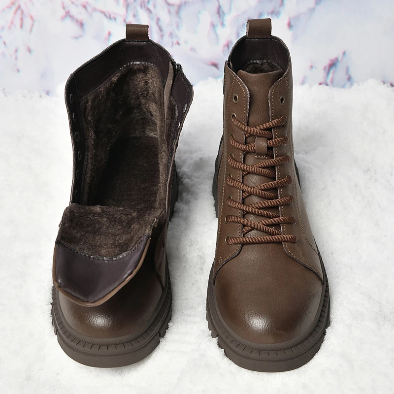 

High End Men Autumn Winter New High Top Boots Anti Slip Side Zipper Retro Fashionable Warm Large Size (38-49) Boots