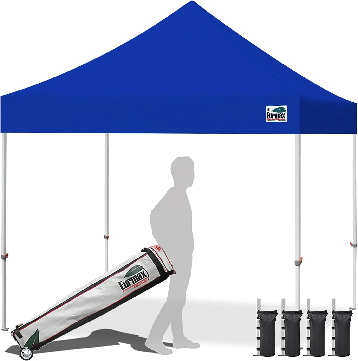 USA 10x10ft Pop Up Canopy,Commercial Instant Tent for Outdoor Events,Patented No-Tip Rolling Storage Bag with 4 Sandbags,UV & Wa