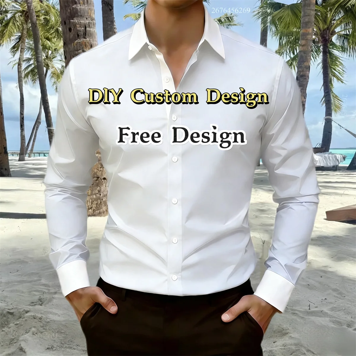 

Мужские рубашки, бесплатная кастомизация, индивидуальный дизайн, длинные и короткие рукава, свободный крой, отложной воротник, однобортные, большие размеры