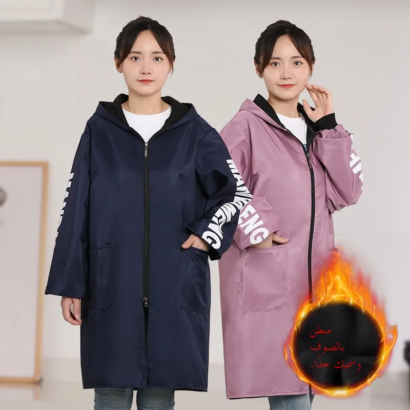 

Thiened Fce водонепроницаемый маслостойкий фартук Long Sve теплая спецодежда для взрослых зимний кухонный комбинезон с нагрудником