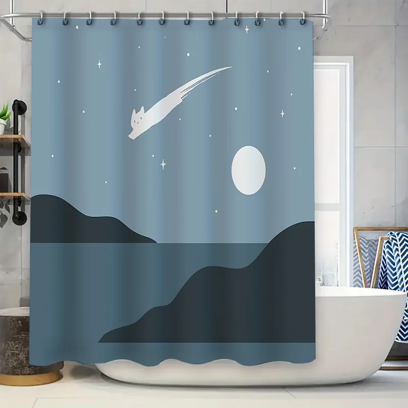 

Ocean Wave Shower Curtain Blue Sea Coastal Bathroom Decor Beach Themed Waterproof Liner Fabric Home Decor Modern Art