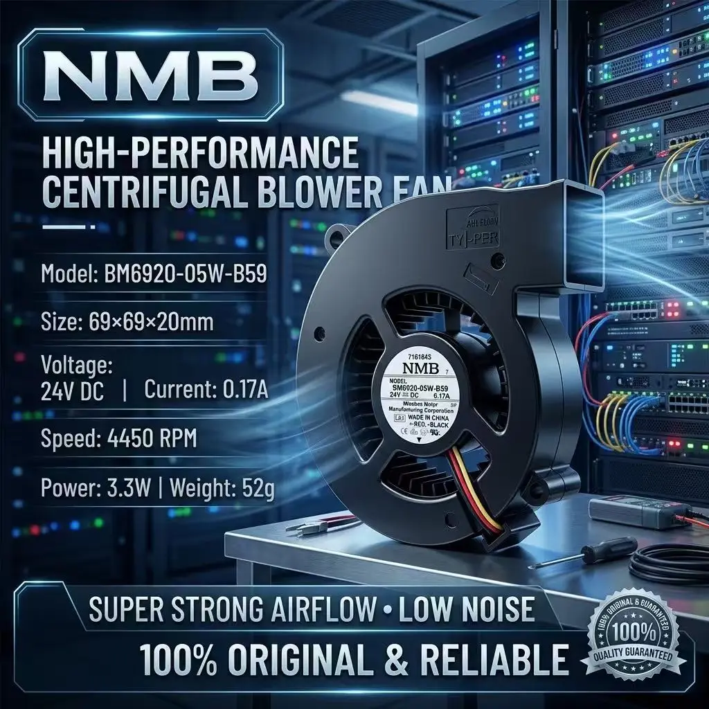 For NMB BM6920-05W-B59 DC 24V 0.17A 6920 69x20mm 3-Wire Dual Ball Bearing Centrifugal Blower Projector 3D Printer Cooling Fans