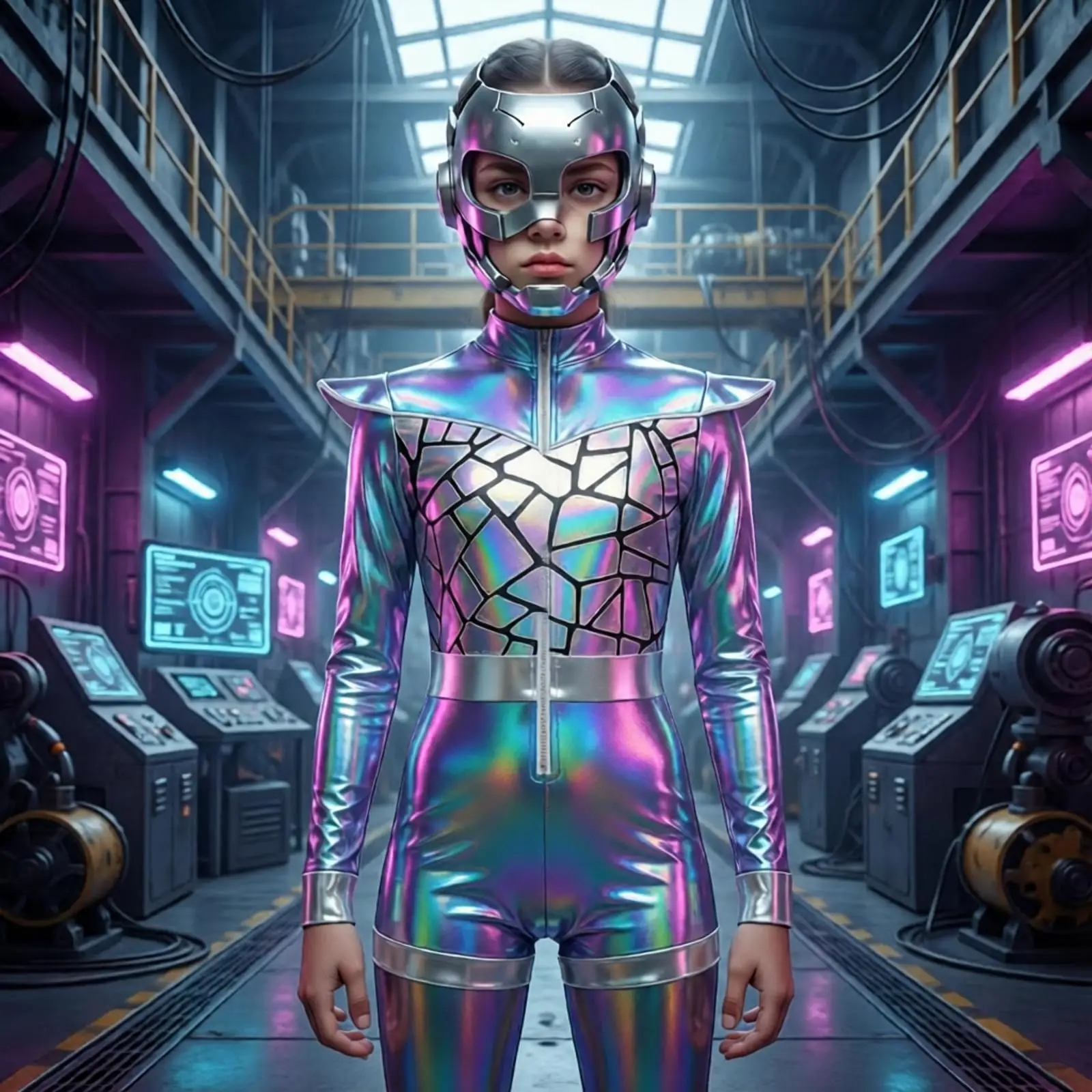 Girls HalloweenSpace Cadet Astronaut Costume Long Sleeve Metallic Gymnastics Ballet Dance Leotard Carnival Alien Robot Jumpsuit