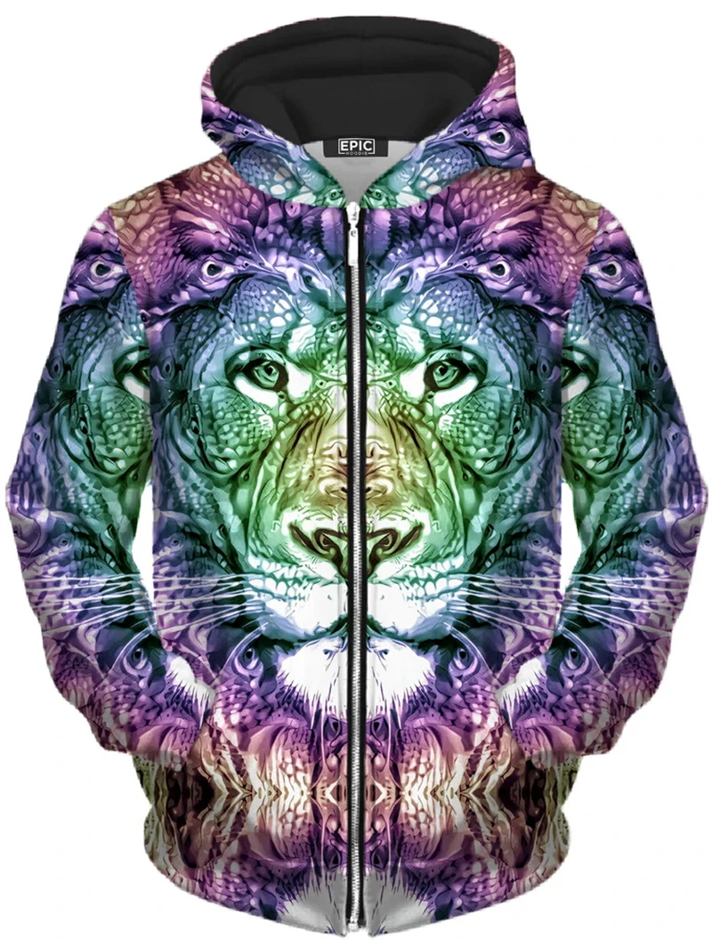 Colorful Abstract Animal Graphic Men Zip Hoodies Fashion Personality Streetwear Coat Women Fashion New Harajuku Kids Sweatshirt