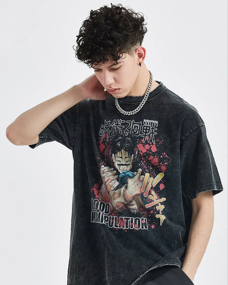

Anime Jujutsu Kaisen Vintage Graphic T Shirt Man Summer Women's Oversized Washed Y2k Clothes Casual Women Short Sleeved Tee Tops