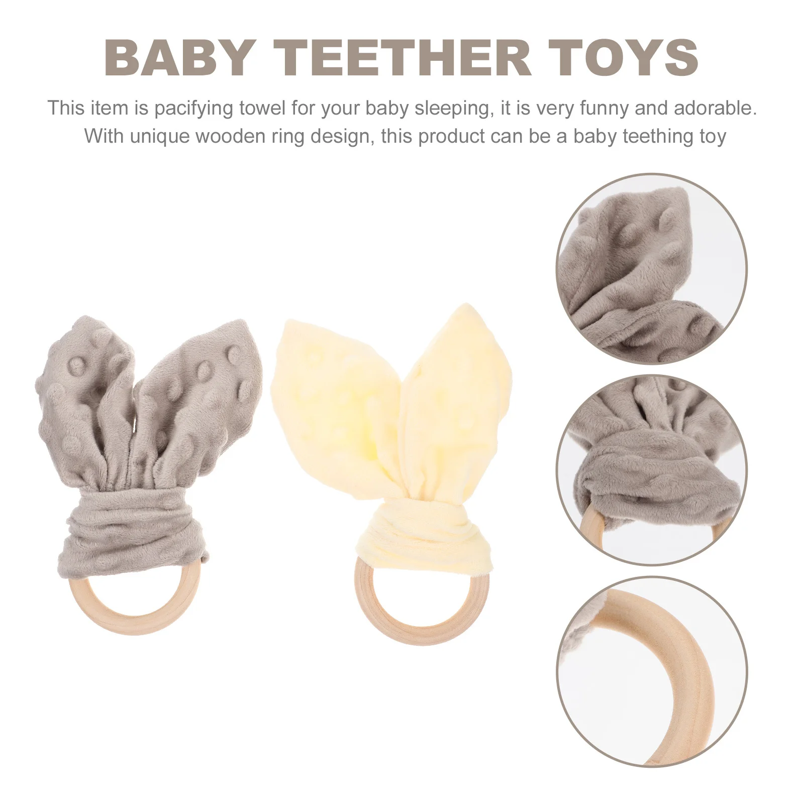 

2Pcs Baby Appeasing Security Blanket Soothing Towel Newborn Comfort Handheld Teether Ring Portable Baby Towel Security Blankets