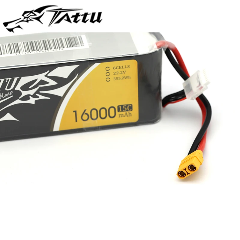 TATTU 16000mAh 22.2V 6S LiPO Battery 15C for Big Load Multirotor Hexacopter for agricultural drone/ UAV drone